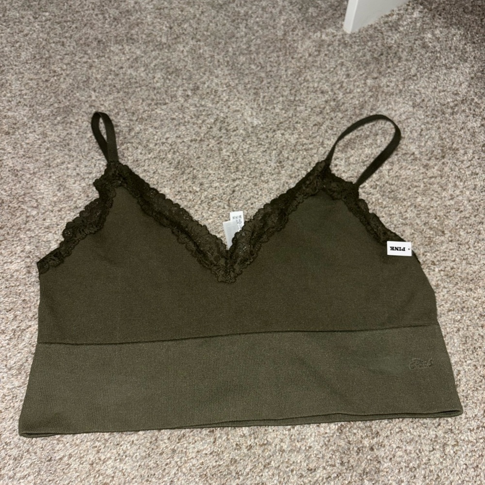 PINK army green unlined bralette